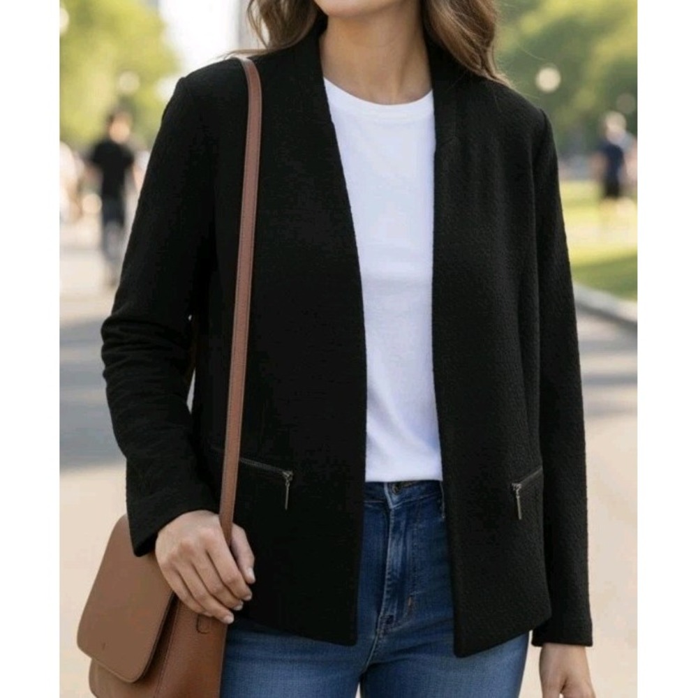 Alfani‎ Cardigian Blazer Jacket Black Size Med Academia Professional - Picture 7 of 7